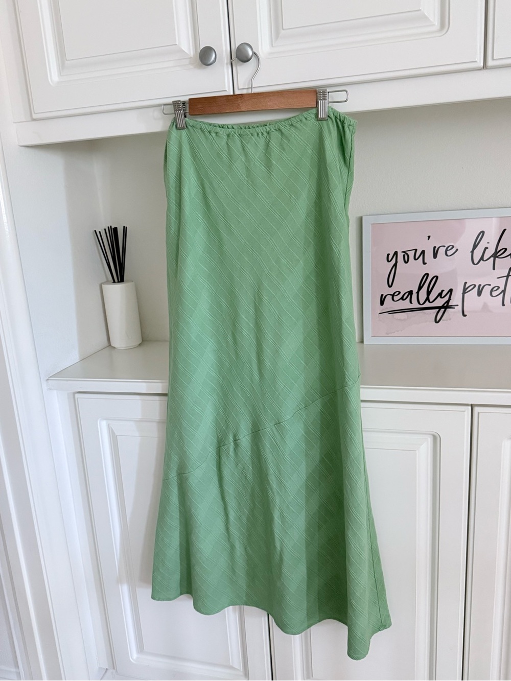 Free People Light Green Maxi Skirt with Side Button Detail - Picture 4 of 6